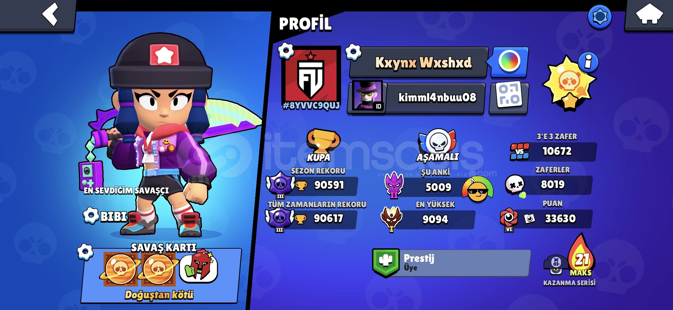 90K MASTER NADİR SKİN DOLU HESAP + COC + CRLİ 90K MASTER NADİR SKİN DOLU HESAP + COC + CRLİ