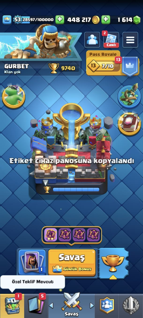 ⚡9700 KUPA⚡53 SEVİYE⚡6 EVRİM⚡ ⚡9700 KUPA⚡53 SEVİYE⚡6 EVRİM⚡