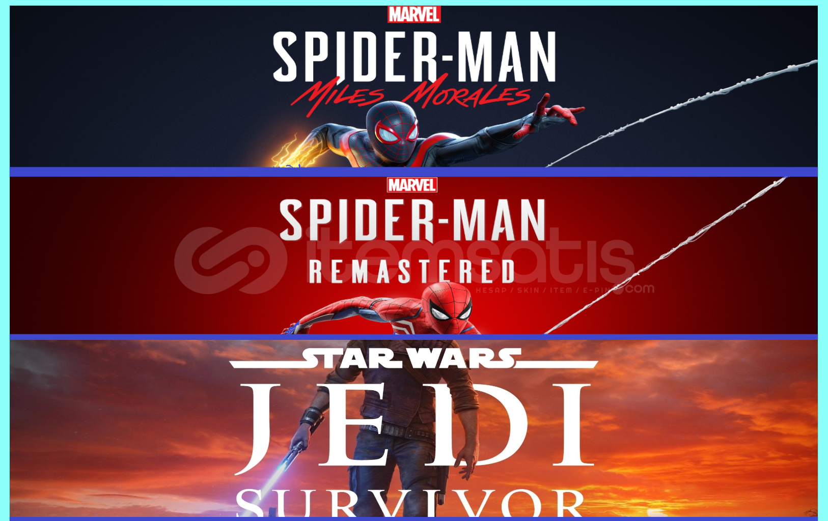 Miles Morales + Spiderman R. + Jedi Survivor Miles Morales + Spiderman R. + Jedi Survivor