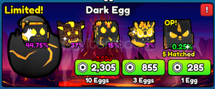 Pickaxe Simulator Dark Egg x3