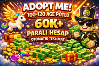 ADOPT ME 100-120 AGE POTLU 60K+ Paralı Hesap