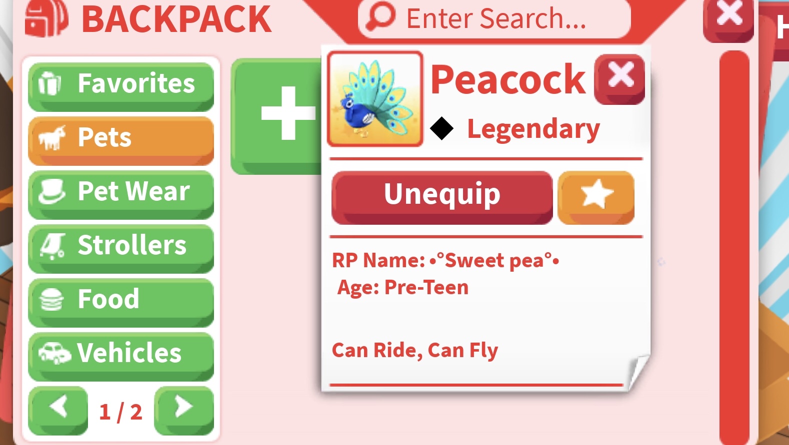 ADOPT ME FLY RİDE PEACOCK İtemsatış