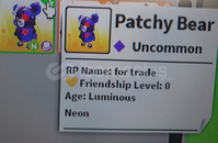 Adopt me Neon Full grown Patchy Bear