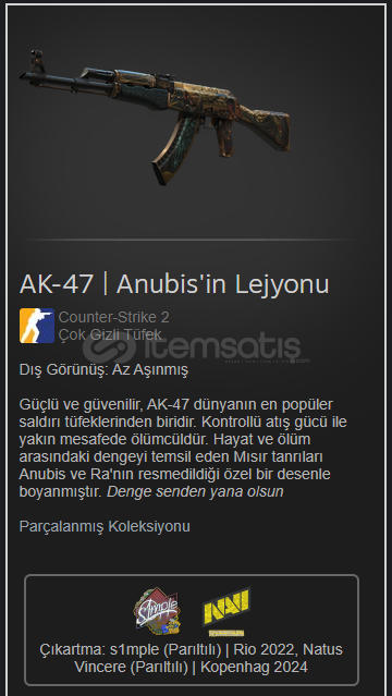 AK-47 | Anubis'in Lejyonu + 2 stickers AK-47 | Anubis'in Lejyonu + 2 stickers
