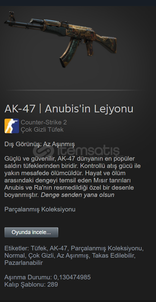 AK-47 Anubis'in Lejyonu (Az Aşınmış) AK-47 Anubis'in Lejyonu (Az Aşınmış)