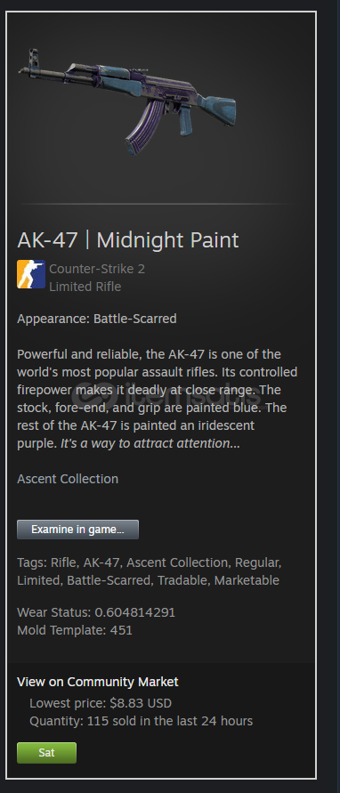 AK-47 | Midnight Paint (Battle-Scarred) AK-47 | Midnight Paint (Battle-Scarred)