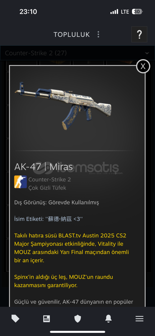 AK-47 MİRAS FLOAT 0,188442633 AK-47 MİRAS FLOAT 0,188442633