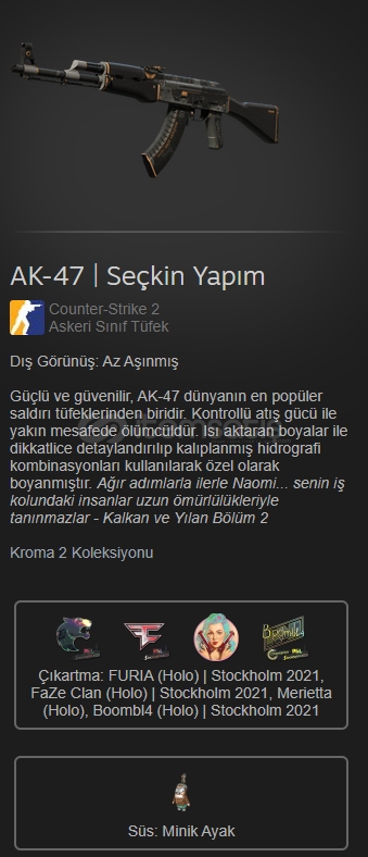 STİCKERLERİ 30 DOLAR OLAN AK 47 Seçkin Yapım MW STİCKERLERİ 30 DOLAR OLAN AK 47 Seçkin Yapım MW
