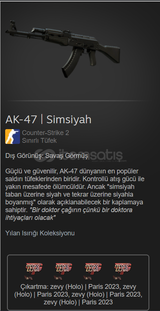 AK-47 | Simsiyah + 1 USD Sticker