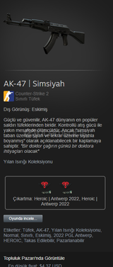 AK-47 Simsiyah eskimiş ucuz fiyata