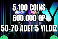 Android | 5.100 Coins + 600K GP + Random 50-70
