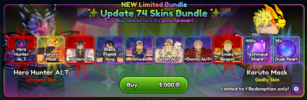 Anime Last Stand Update 74 Skins Bundle Anime Last Stand Update 74 Skins Bundle
