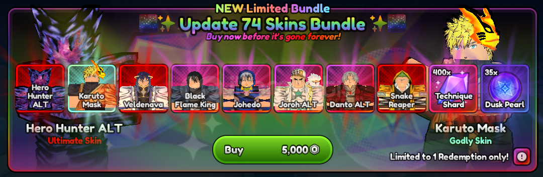 Anime Last Stand Update 74 Skins Bundle  Anime Last Stand Update 74 Skins Bundle