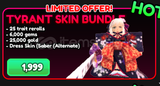 ✅​ [Anime Vanguards] Tyrant Skin Bundle