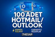 ⭐[ANINDA OTO]⭐100 ADET OUTLOOK/HOTMAIL HESABI