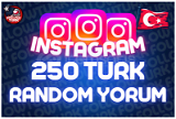 ⭐[ANLIK] İNSTAGRAM 250 Türk Yorum | + GARANTİ ⭐
