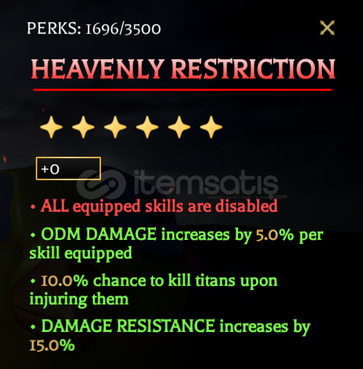 AOTR heavenly restriction perk AOTR heavenly restriction perk