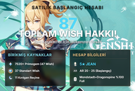 AR20-25 BAŞLANGIÇ HESABI 87WİSH HAKKI