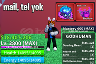 BF 2800 LVL + GAS FRUIT + GOD HUMAN HESAP