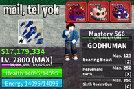 BF 2800 LVL + 3 KIRMIZI MEYVE + GOD HUMAN HESAP