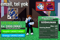 BF LVL 2800 + YETI FRUIT + GOD HUMAN HESAP