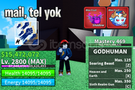 BLOX FRUIT 2800 LEVEL + YETI FRUIT HESAP