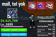 BF 2600+ LVL + YETI FRUIT + GOD HUMAN HESAP