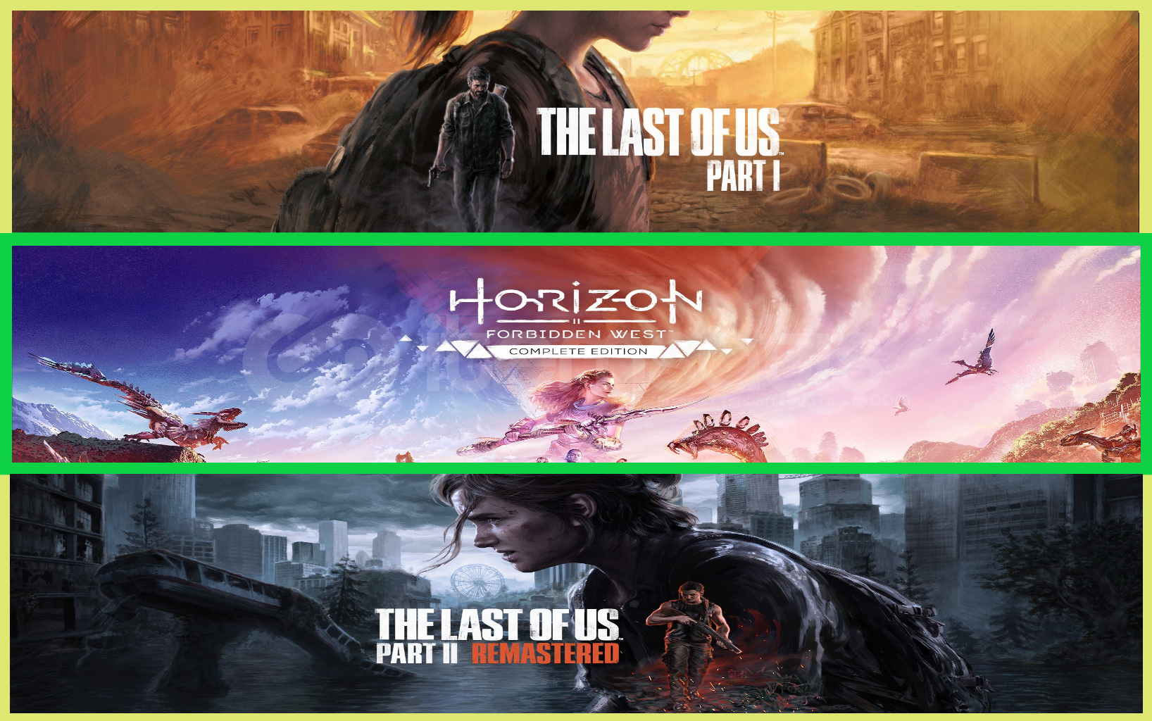 The Last of Us Part I + Horizon F.+ Tlou Part 2 The Last of Us Part I + Horizon F.+ Tlou Part 2