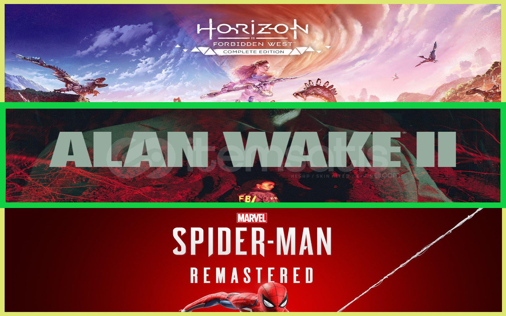 Horizon Forbidden West + Alan Wake 2 + Spider Horizon Forbidden West + Alan Wake 2 + Spider