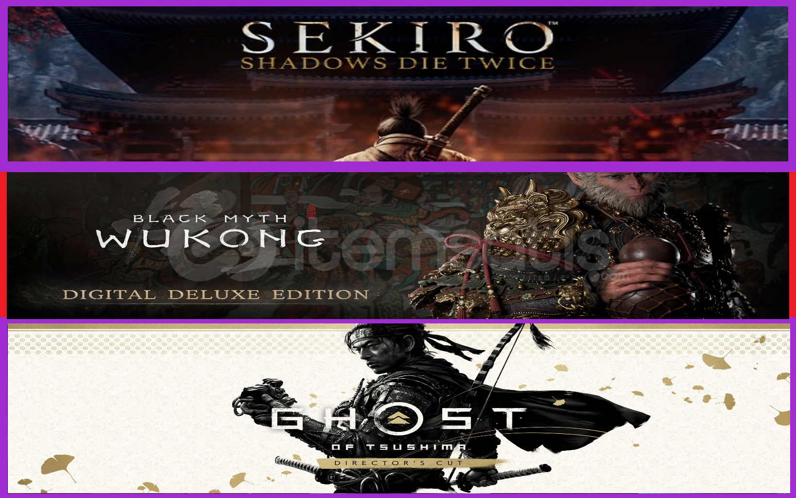 Sekiro + Black Myth Wukong + Ghost of Tsushima Sekiro + Black Myth Wukong + Ghost of Tsushima