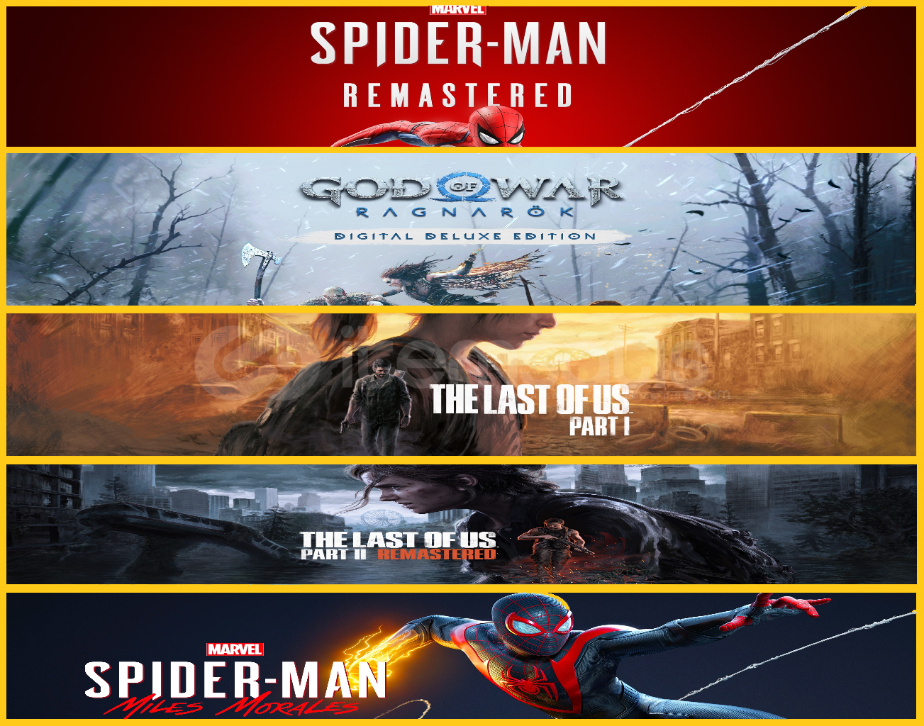 Spider + Ragnarök + Tlou1 + Tlou2 + Miles Spider + Ragnarök + Tlou1 + Tlou2 + Miles