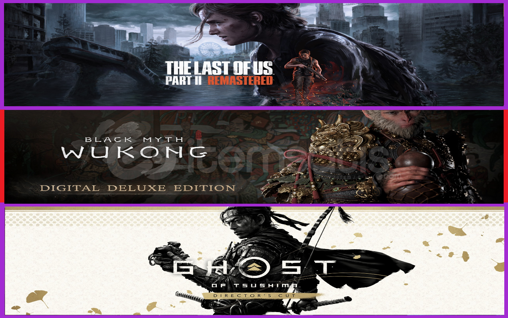 The Last of Us Part II + Wukong + Ghost The Last of Us Part II + Wukong + Ghost