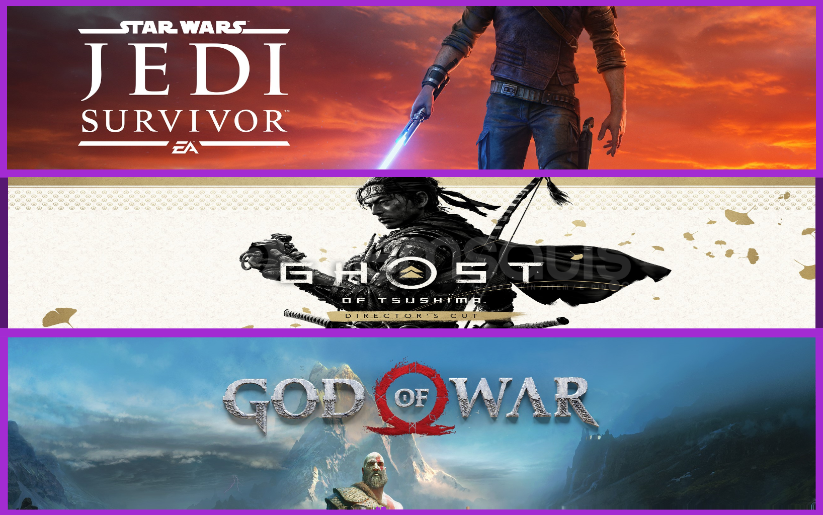 Jedi Survivor + Ghost of Tsushima + God Of War Jedi Survivor + Ghost of Tsushima + God Of War