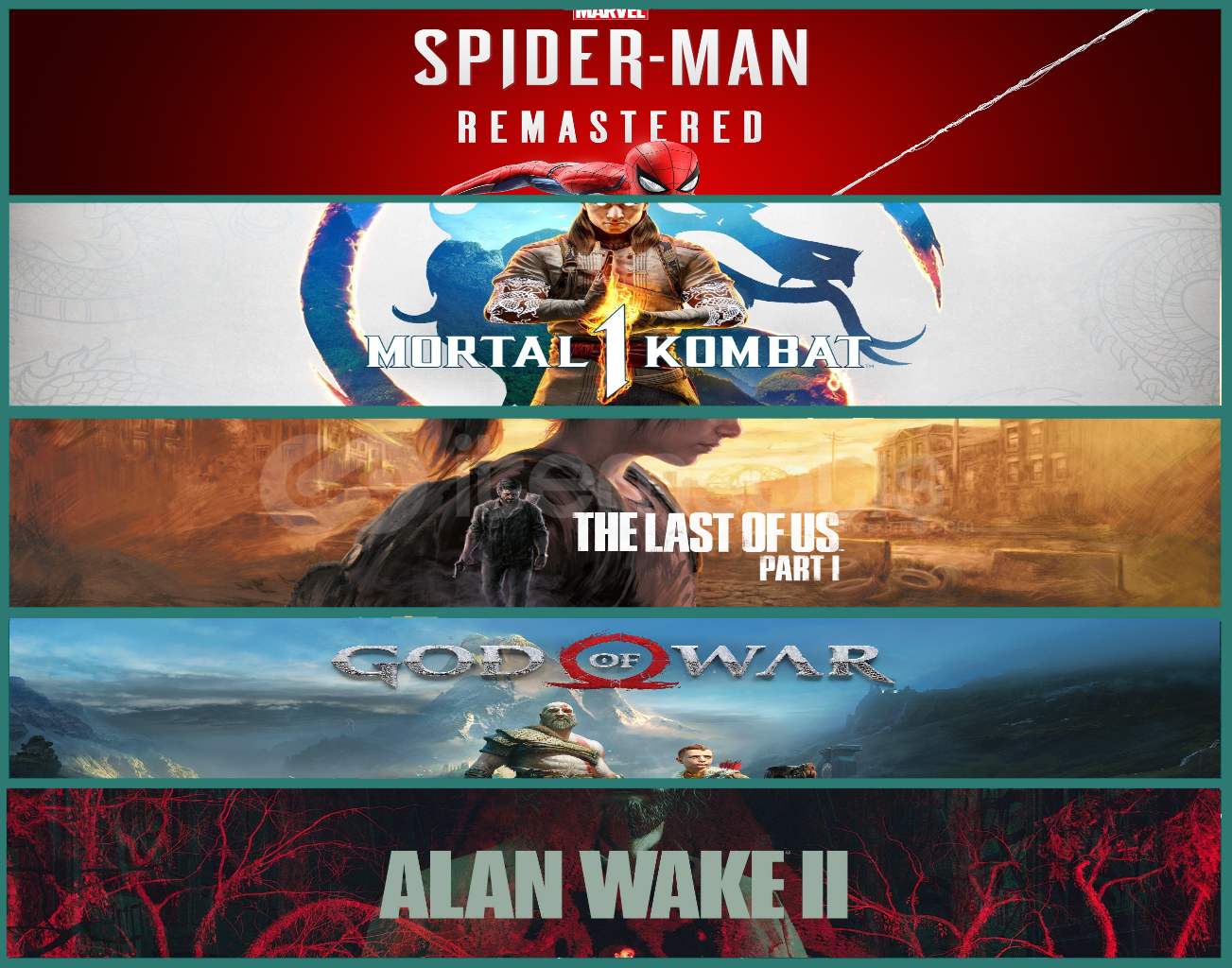 Spider R. + MK1 + Tlou + Gow + Alan Wake 2 Spider R. + MK1 + Tlou + Gow + Alan Wake 2