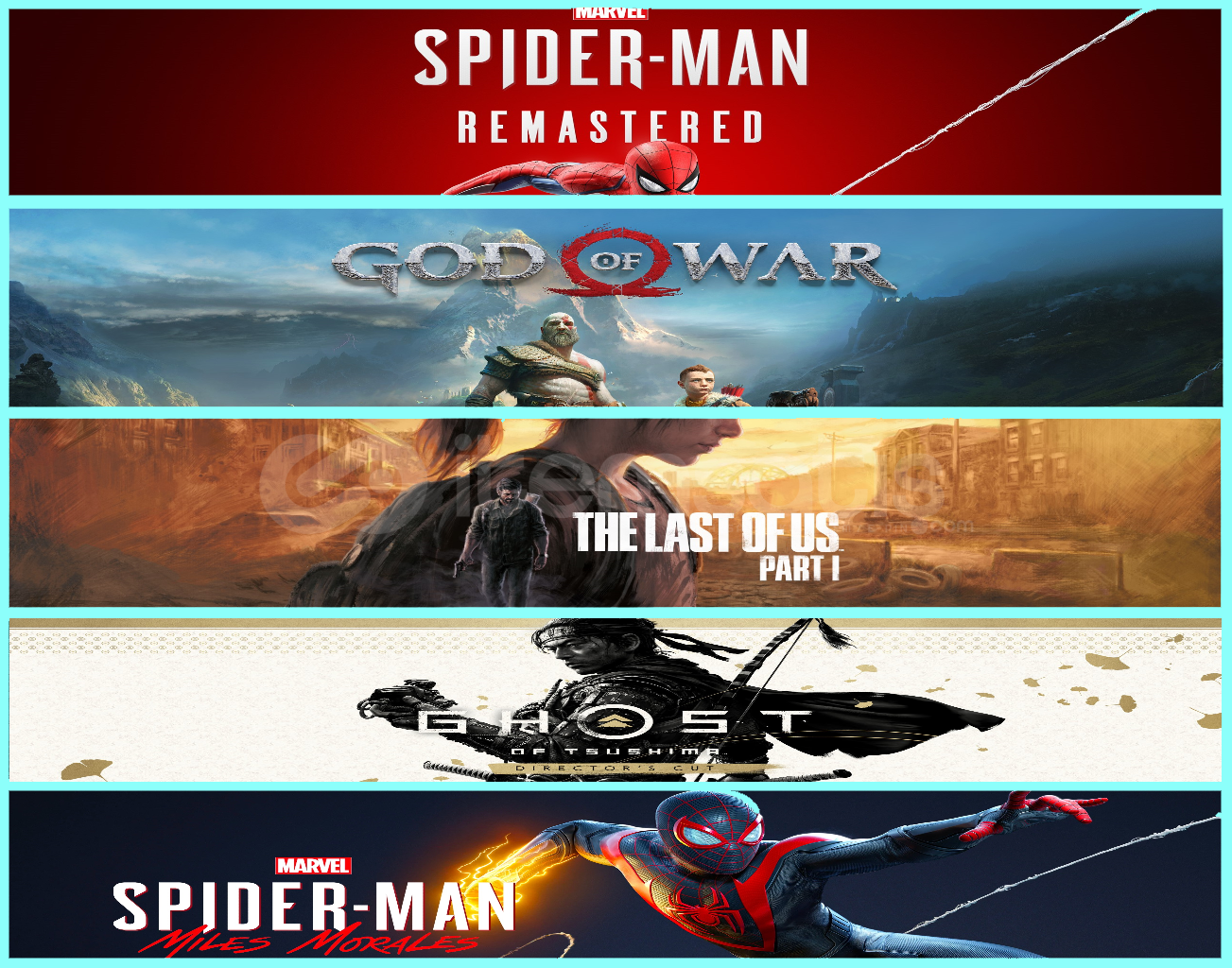 Spider + GoW + TLOU + Ghost + Miles Spider + GoW + TLOU + Ghost + Miles