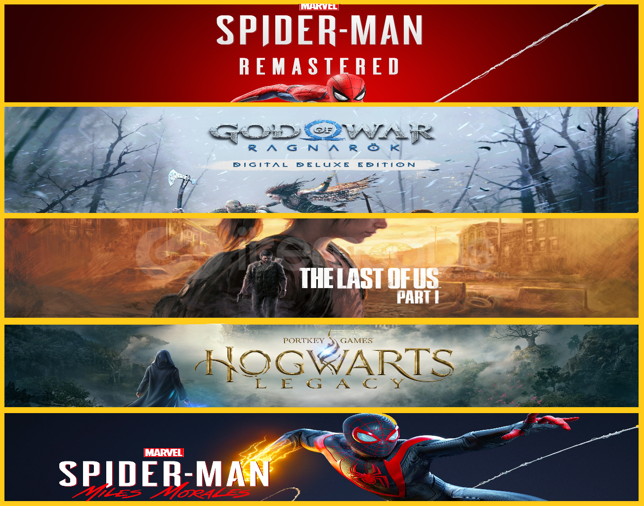 Spider + Ragnarök + Tlou1 + Hogwarts + Miles Spider + Ragnarök + Tlou1 + Hogwarts + Miles