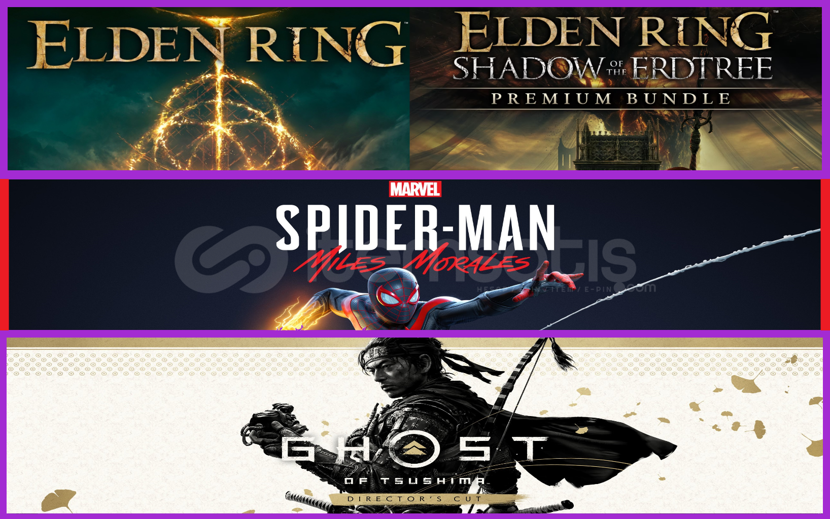 Elden Ring + Miles Morales + Ghost of Tsushima Elden Ring + Miles Morales + Ghost of Tsushima