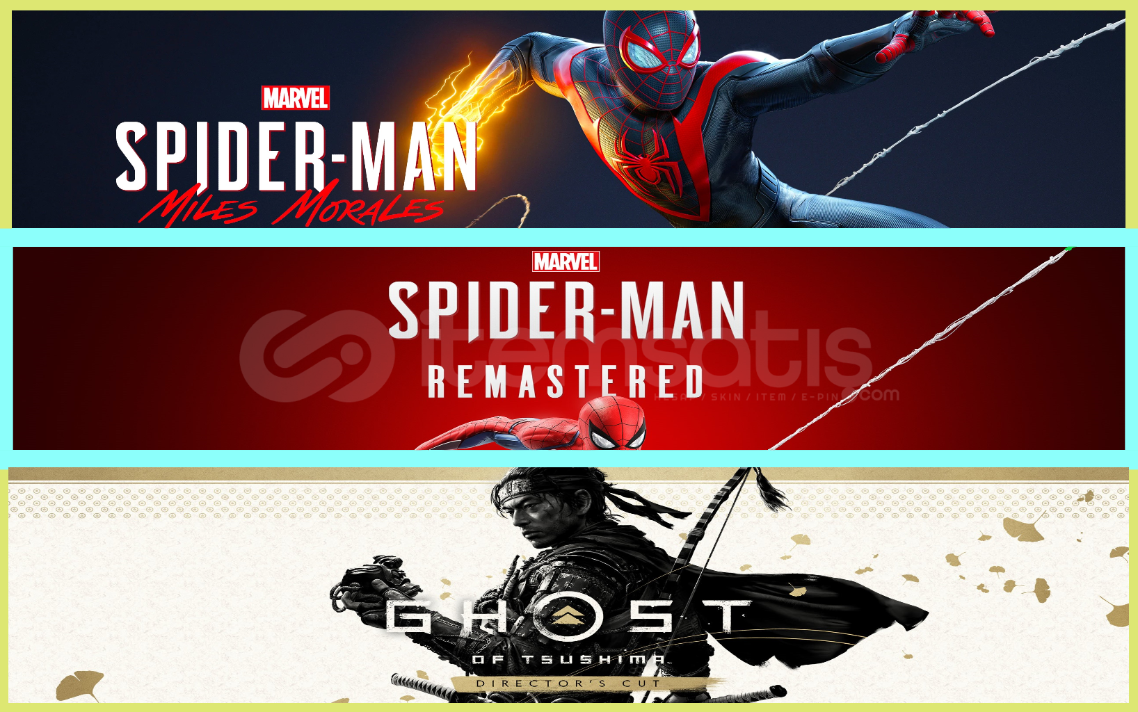 Miles Morales + Spider R. + Ghost of Tsushima Miles Morales + Spider R. + Ghost of Tsushima