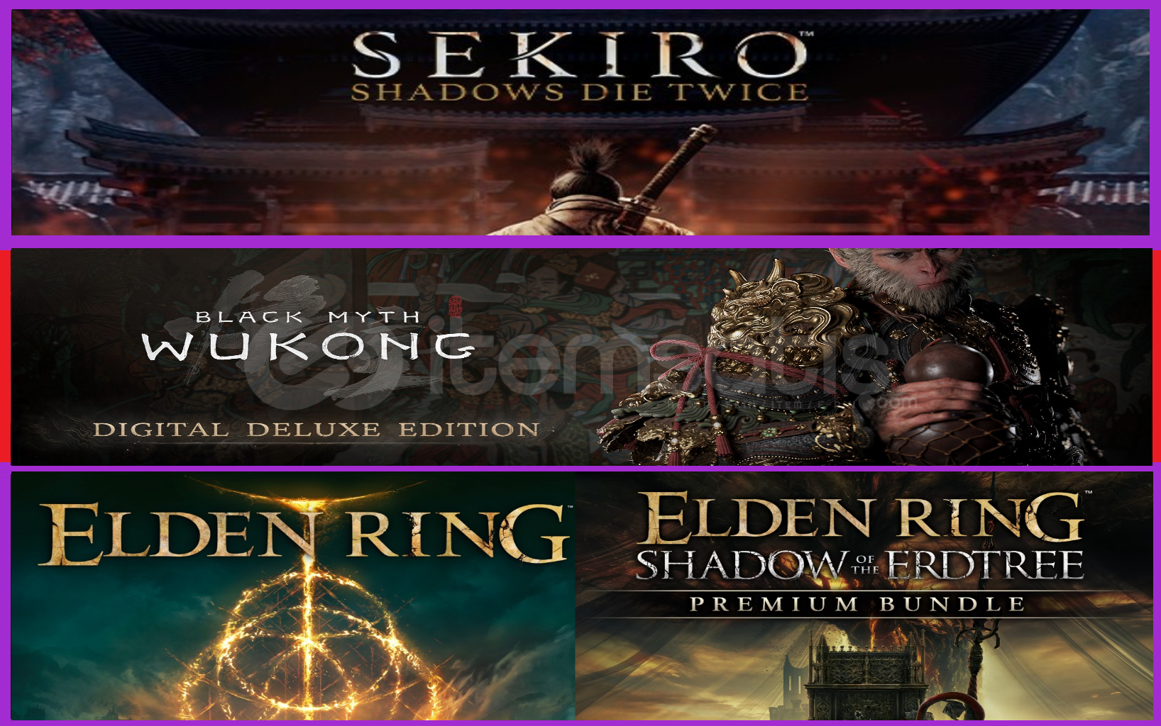 Sekiro + Black Myth Wukong + Elden R. Sekiro + Black Myth Wukong + Elden R.