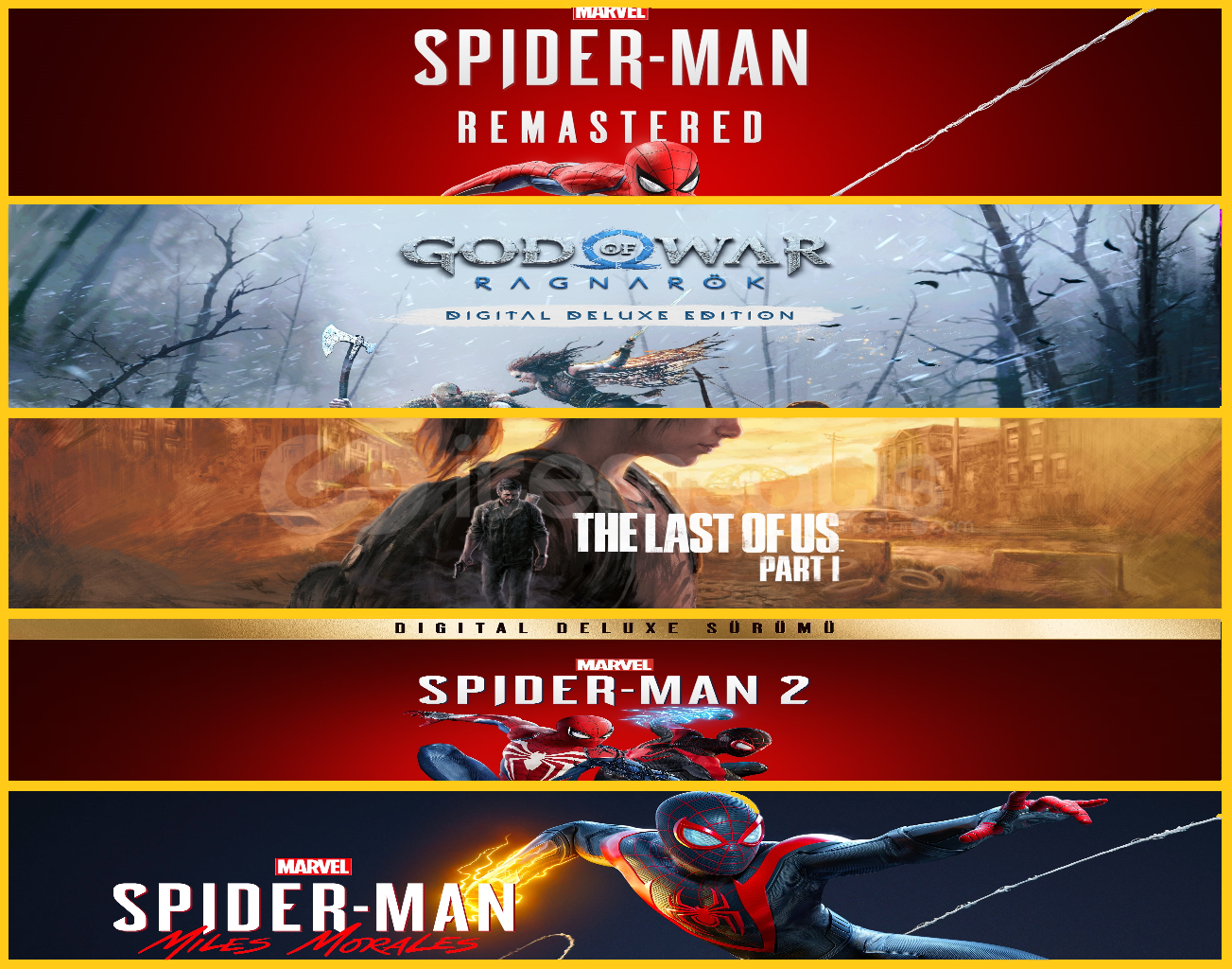 Spider + Ragnarök + Tlou1 + Spiderman 2 + Miles Spider + Ragnarök + Tlou1 + Spiderman 2 + Miles