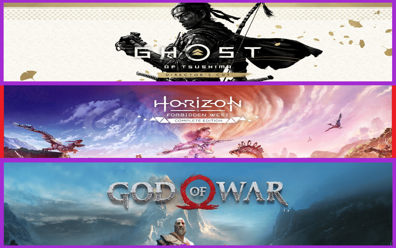 Ghost of Tsushima + Horizon Forbid+ God Of War Ghost of Tsushima + Horizon Forbid+ God Of War
