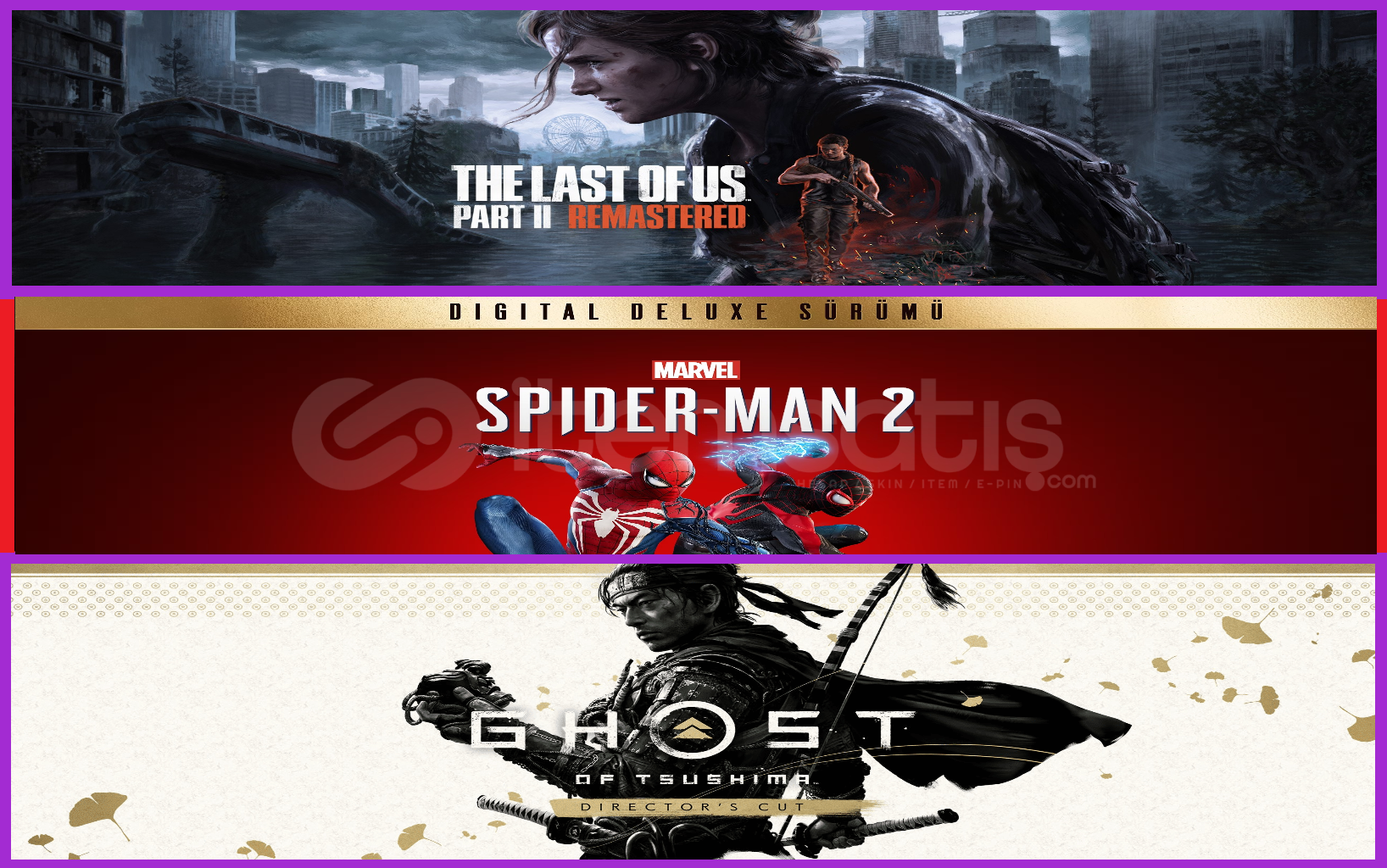 The Last of Us Part II + Spiderman 2 + Ghost The Last of Us Part II + Spiderman 2 + Ghost