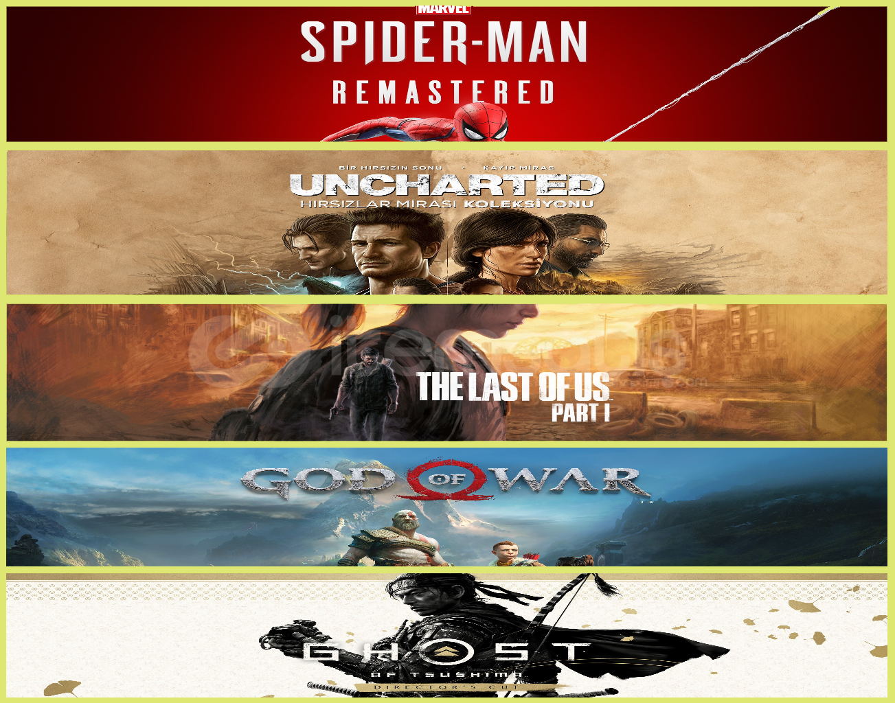 Spider + Uncharted + TLOU + GoW + Ghost Spider + Uncharted + TLOU + GoW + Ghost