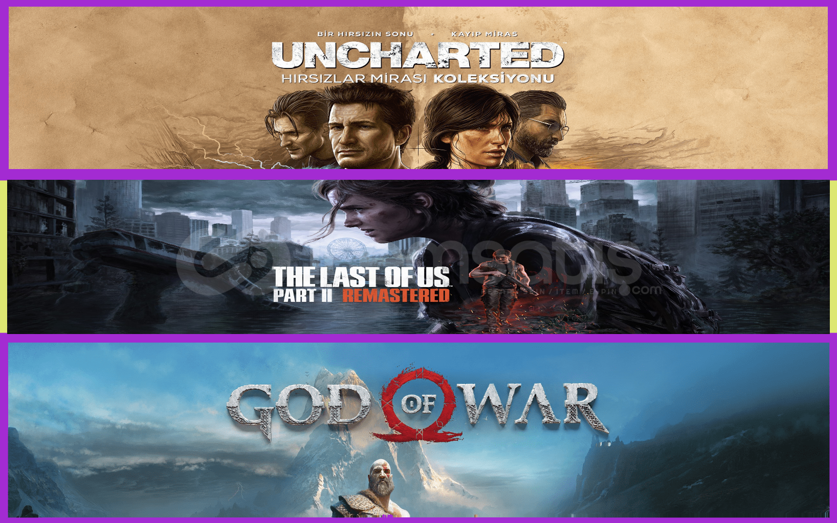 Uncharted + The Last of Us Part II + God Of War Uncharted + The Last of Us Part II + God Of War