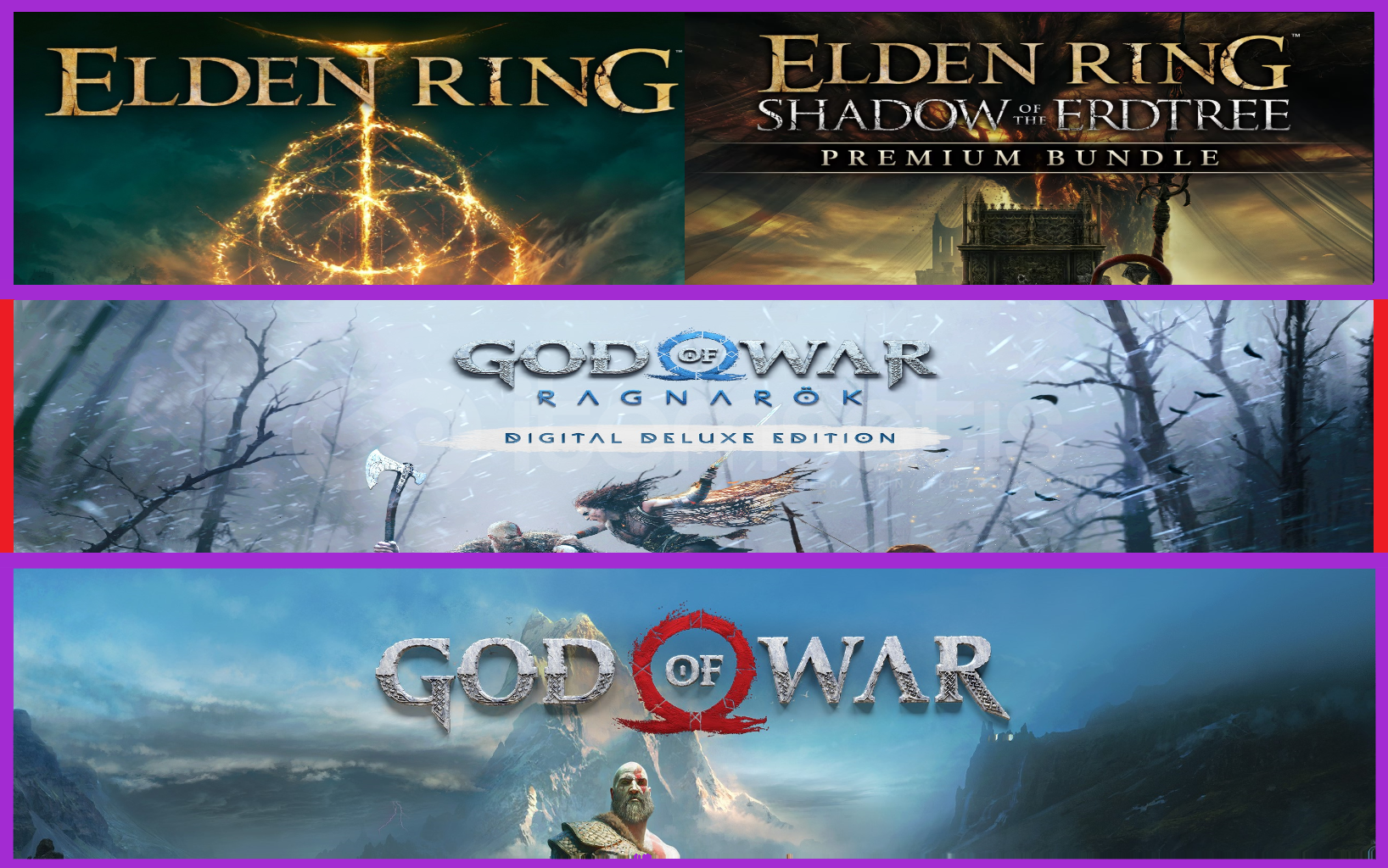 Elden Ring + Ragnarök + God Of War Elden Ring + Ragnarök + God Of War