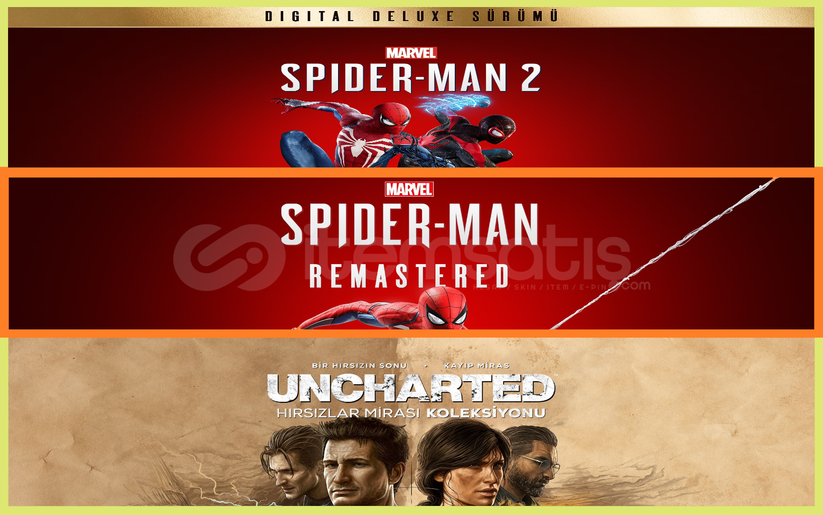 Spiderman 2 + Spider R. + Uncharted Spiderman 2 + Spider R. + Uncharted