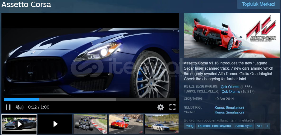 Asetto Corsa / STEAM / Ortak Erişimli Hesap Asetto Corsa / STEAM / Ortak Erişimli Hesap