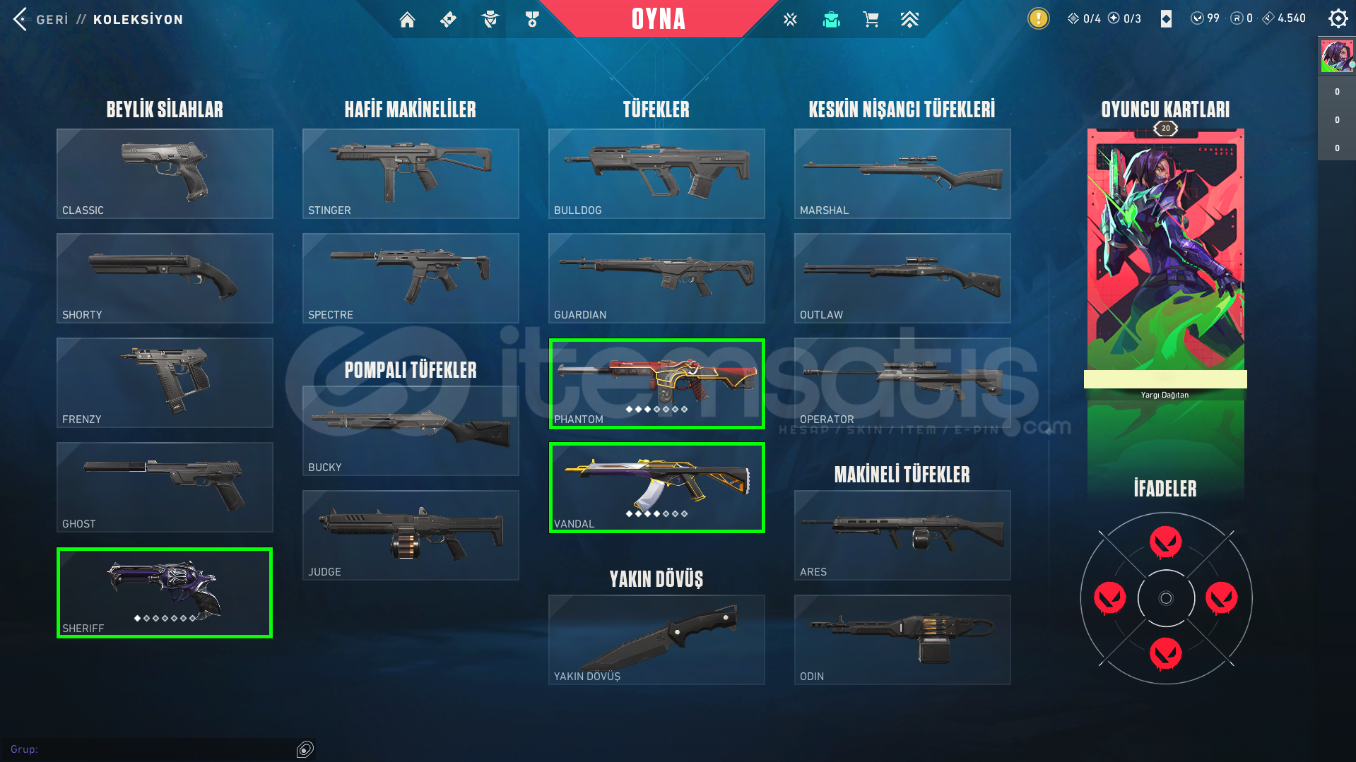 ASİL VANDAL YAĞMACI SHERİFF ONİ PHANT UNRANKED ASİL VANDAL YAĞMACI SHERİFF ONİ PHANT UNRANKED