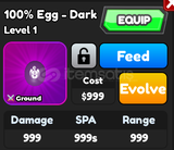 Astd / 100% Egg - Dark / All Star Tower Defense