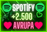 ❤️ [AVRUPA] +2.500 SPOTİFY DİNLENME [HIZLI] ❤️